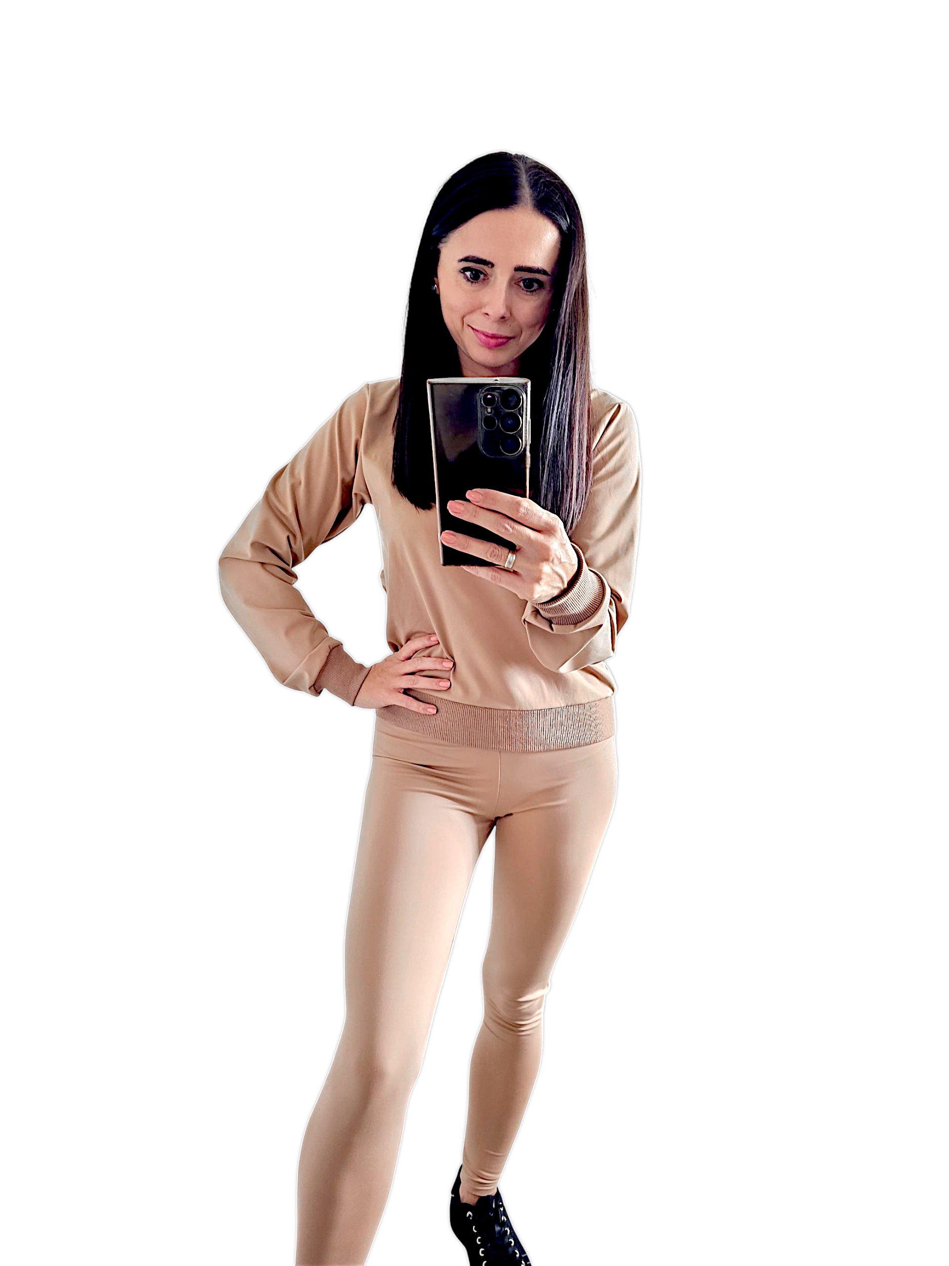Legginsy gładkie karmelowe