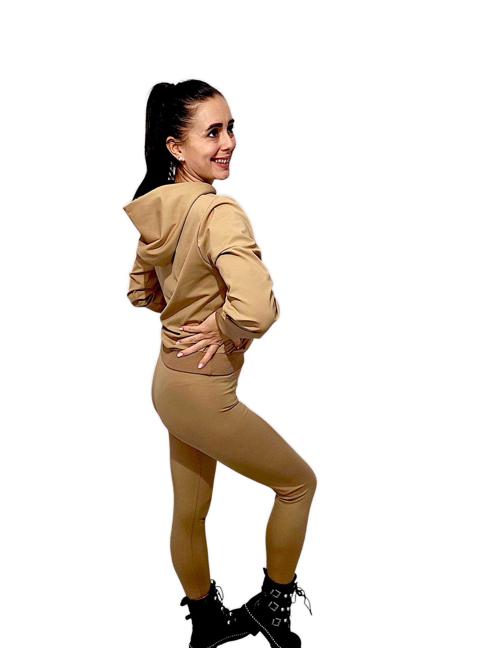 Legginsy gładkie karmelowe - obrazek 2